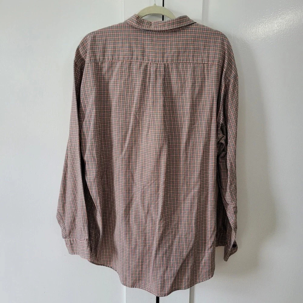 J. Crew Mens XL Button Down Shirt Orange Black Micro‎ Check Cotton Long Sleeve